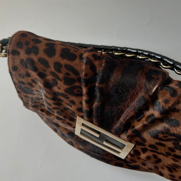 FENDI CHEETAH LEOPARD PONY HAIR MIA FLAP MAMA FOREVER - Picture 4 of 16